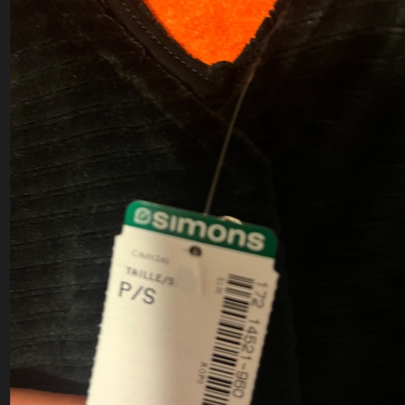 Black stretchy corduroy V-neck mini pinafore dress made in Canada NWT - Picture 5 of 10